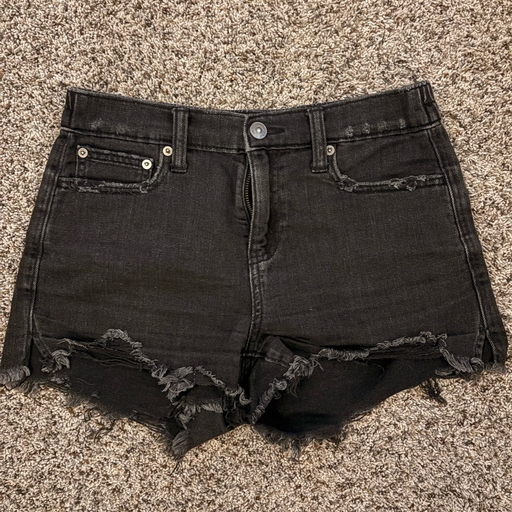 Aerie Black High-Rise Denim Shorts